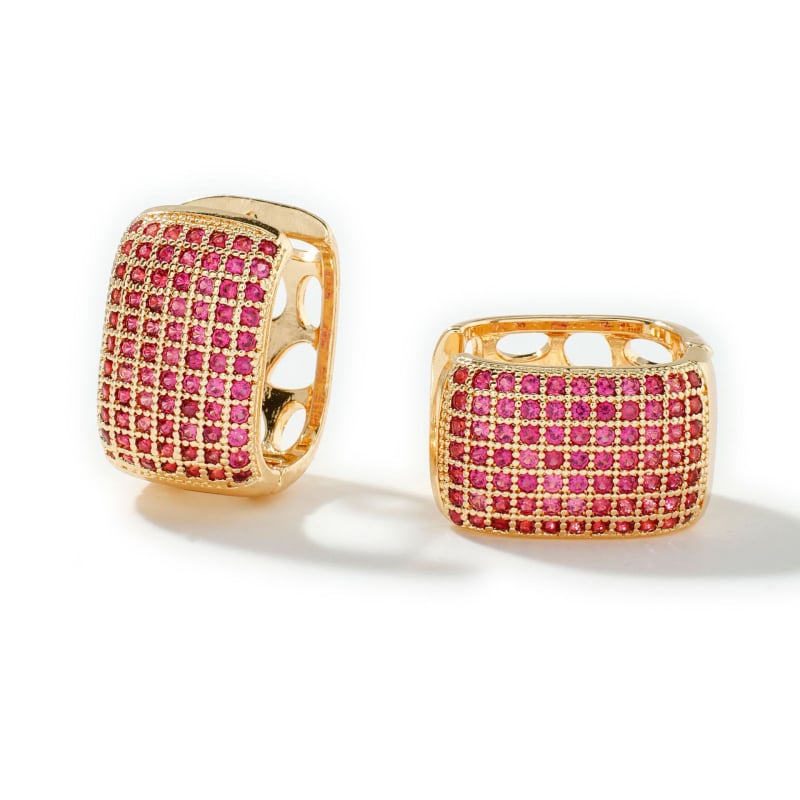 Квадратни обици MOXI, опростен стил, медни, електроплакиране, циркон