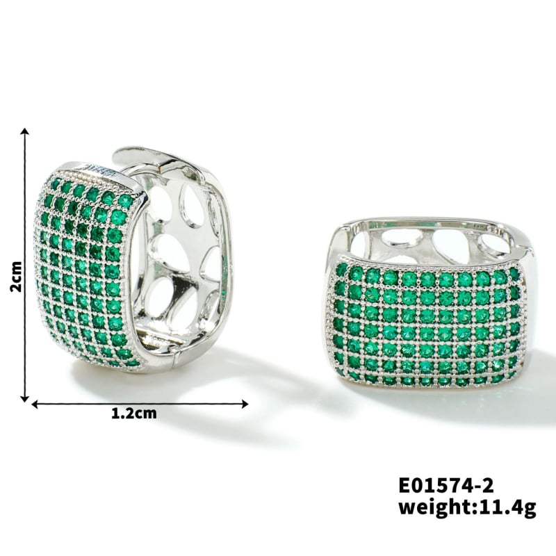 Квадратни обици MOXI, опростен стил, медни, електроплакиране, циркон