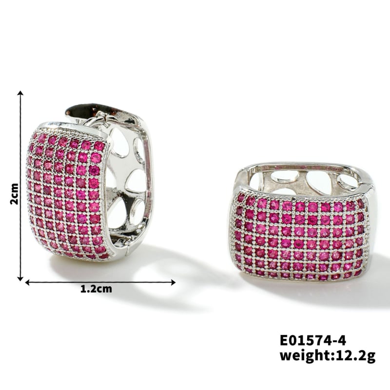 Квадратни обици MOXI, опростен стил, медни, електроплакиране, циркон