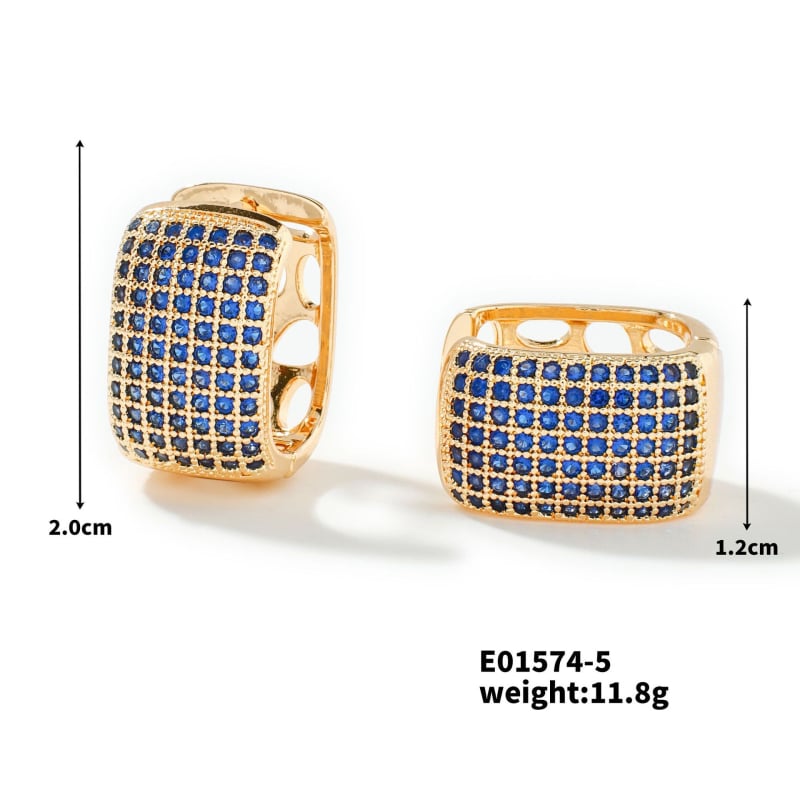 Квадратни обици MOXI, опростен стил, медни, електроплакиране, циркон