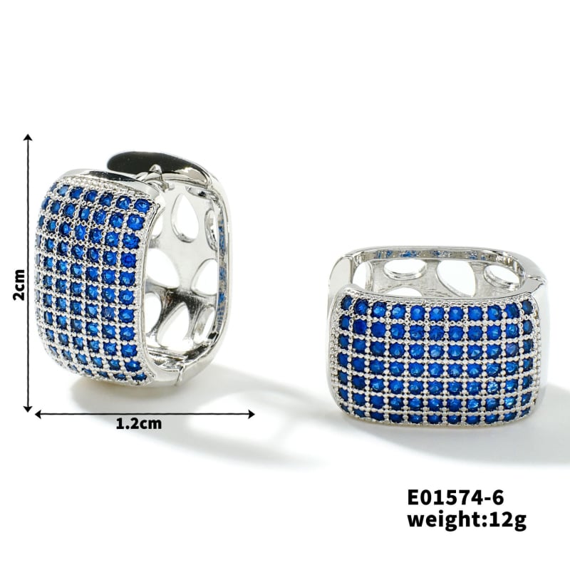 Квадратни обици MOXI, опростен стил, медни, електроплакиране, циркон