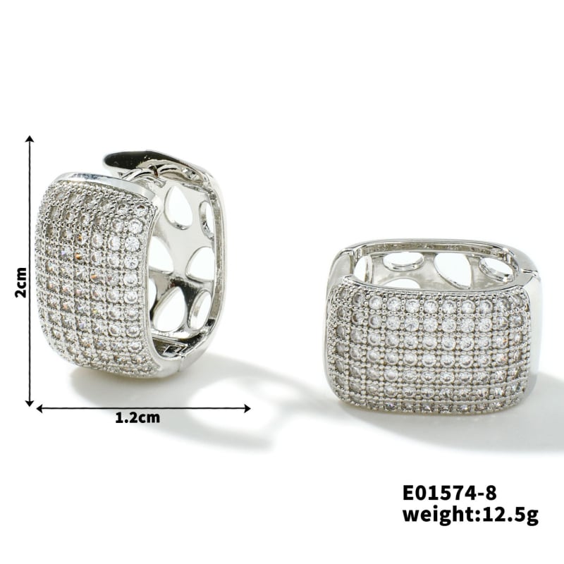 Квадратни обици MOXI, опростен стил, медни, електроплакиране, циркон