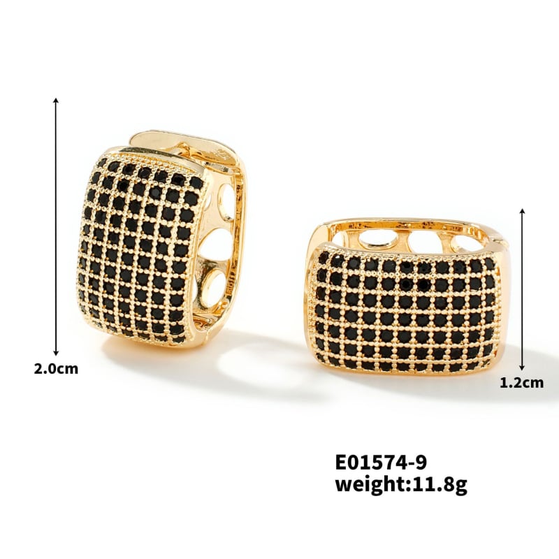 Квадратни обици MOXI, опростен стил, медни, електроплакиране, циркон