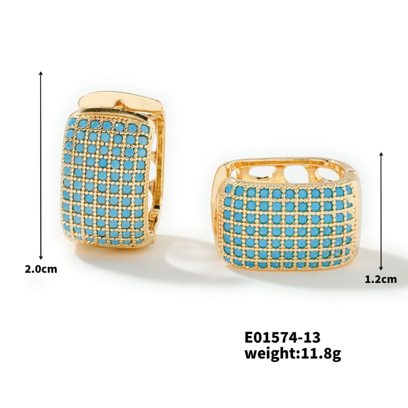 Квадратни обици MOXI, опростен стил, медни, електроплакиране, циркон