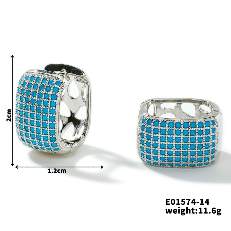 Квадратни обици MOXI, опростен стил, медни, електроплакиране, циркон