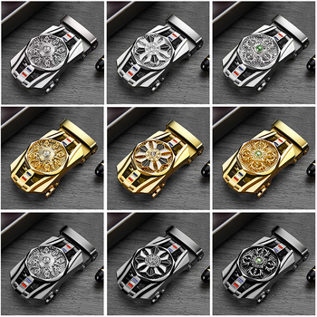 Vīriešu automātiskā jostas sprādze no sakausējuma, elipses formas sprādze, četru lapu dobil ražojums, biznesa stils