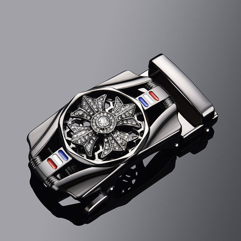 Vīriešu automātiskā jostas sprādze no sakausējuma, elipses formas sprādze, četru lapu dobil ražojums, biznesa stils