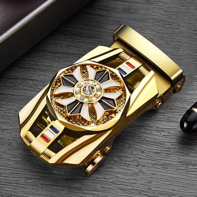 Vīriešu automātiskā jostas sprādze no sakausējuma, elipses formas sprādze, četru lapu dobil ražojums, biznesa stils