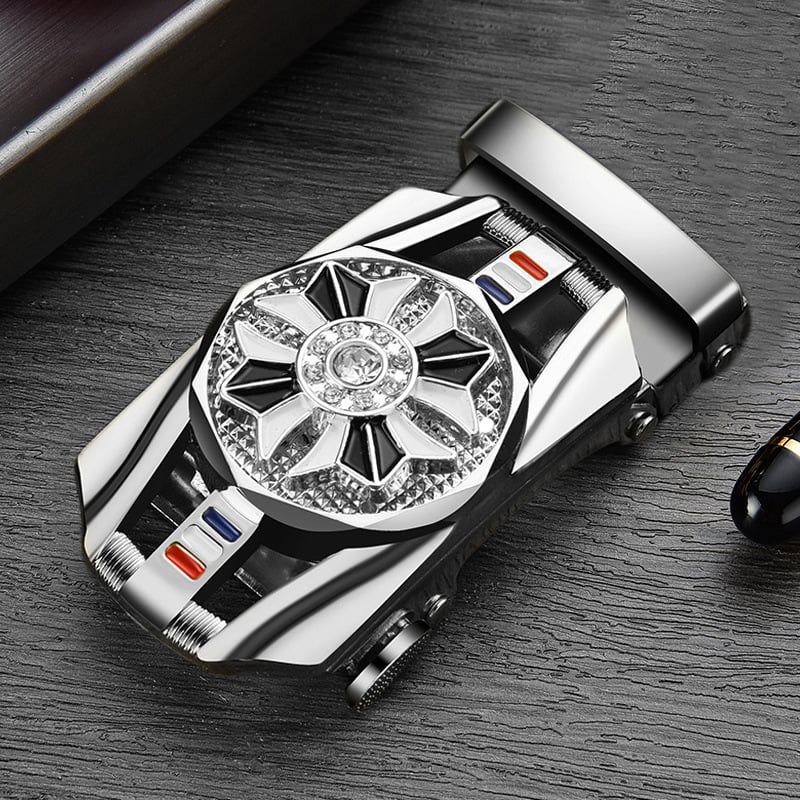 Vīriešu automātiskā jostas sprādze no sakausējuma, elipses formas sprādze, četru lapu dobil ražojums, biznesa stils