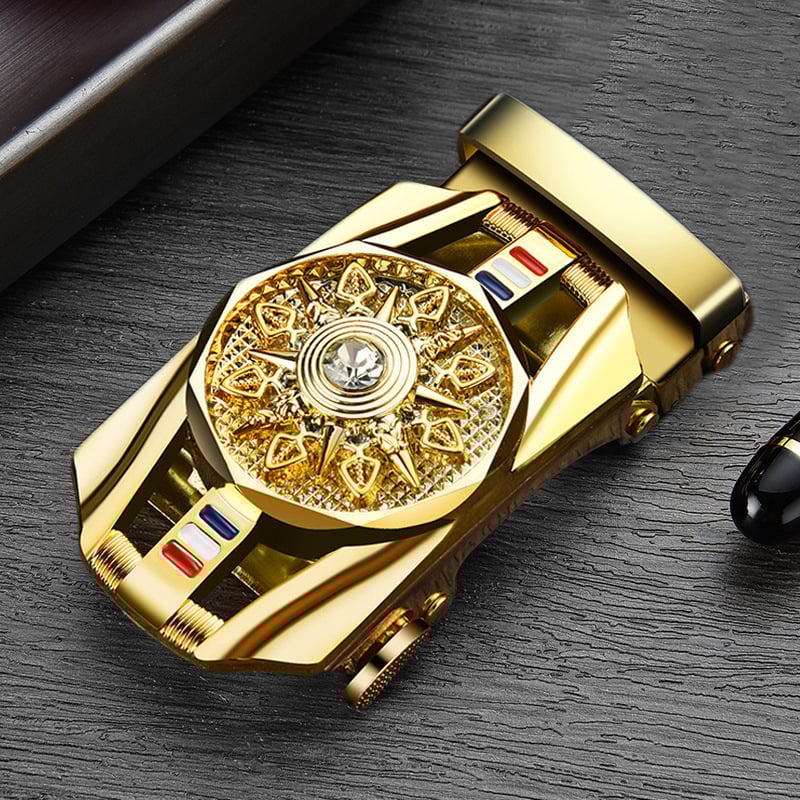 Vīriešu automātiskā jostas sprādze no sakausējuma, elipses formas sprādze, četru lapu dobil ražojums, biznesa stils