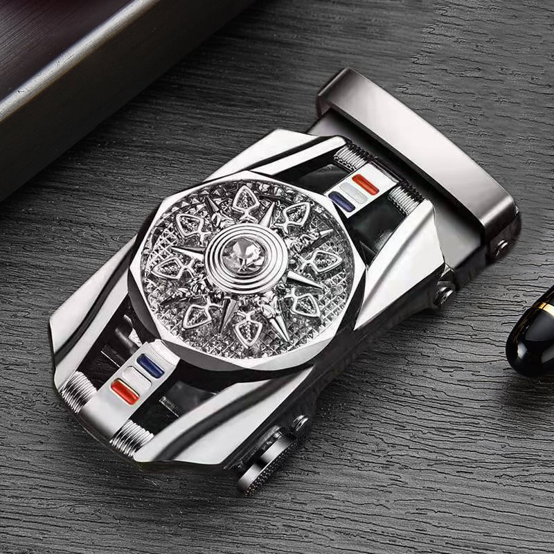 Vīriešu automātiskā jostas sprādze no sakausējuma, elipses formas sprādze, četru lapu dobil ražojums, biznesa stils