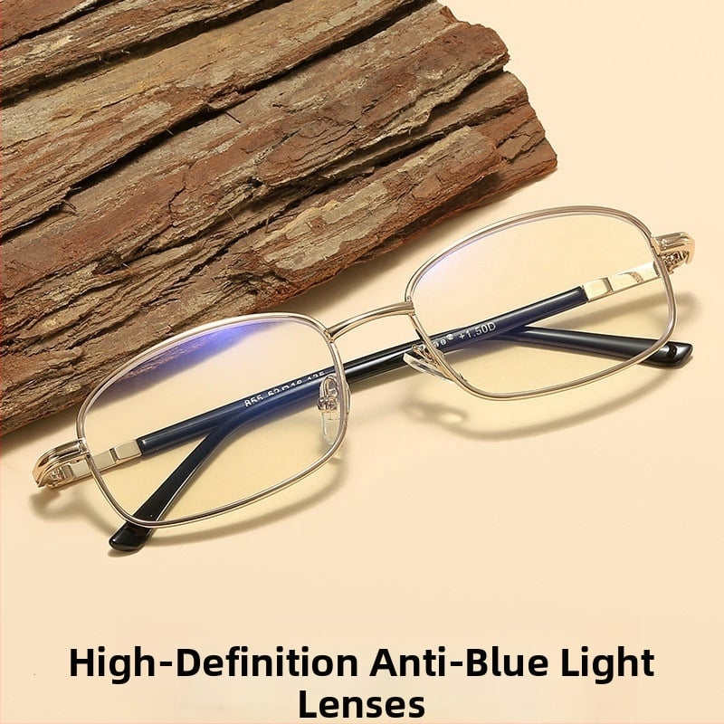 Lasīšanas briļļas, retro, metāla pilnais rāmis, lēcas no sveķiem, pret zilās gaismas, fotokromiskas, asfēriskas