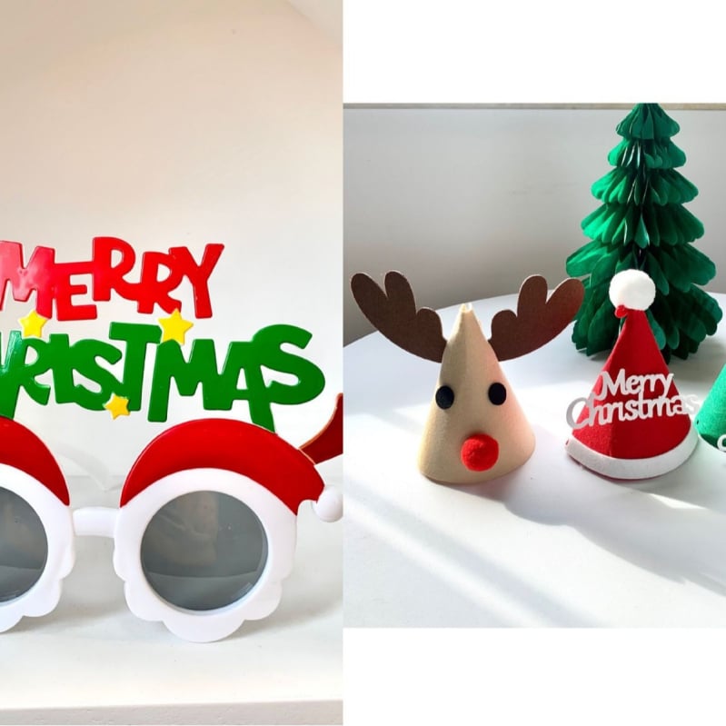 Kalėdinės vakarėlio akinės – nuotraukų rekvizitas, PET medžiaga, 3D gamyba, prekės ženklas Friendship Poetry