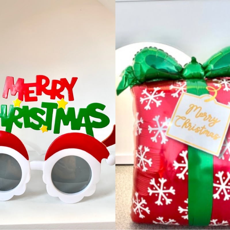 Kalėdinės vakarėlio akinės – nuotraukų rekvizitas, PET medžiaga, 3D gamyba, prekės ženklas Friendship Poetry