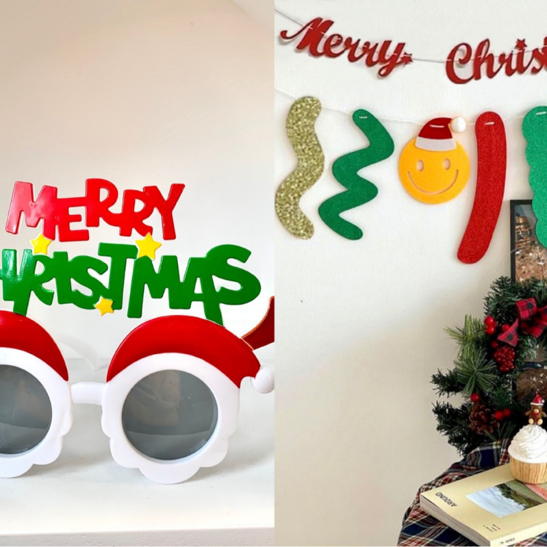 Kalėdinės vakarėlio akinės – nuotraukų rekvizitas, PET medžiaga, 3D gamyba, prekės ženklas Friendship Poetry