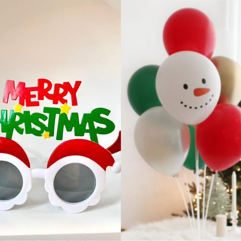 Kalėdinės vakarėlio akinės – nuotraukų rekvizitas, PET medžiaga, 3D gamyba, prekės ženklas Friendship Poetry