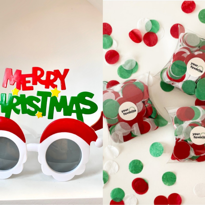 Kalėdinės vakarėlio akinės – nuotraukų rekvizitas, PET medžiaga, 3D gamyba, prekės ženklas Friendship Poetry