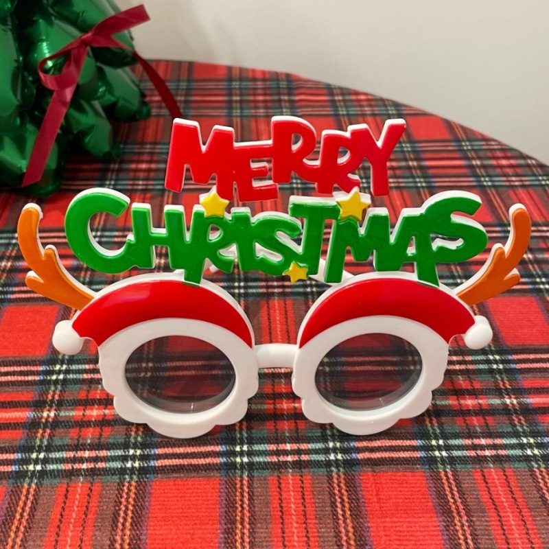 Kalėdinės vakarėlio akinės – nuotraukų rekvizitas, PET medžiaga, 3D gamyba, prekės ženklas Friendship Poetry