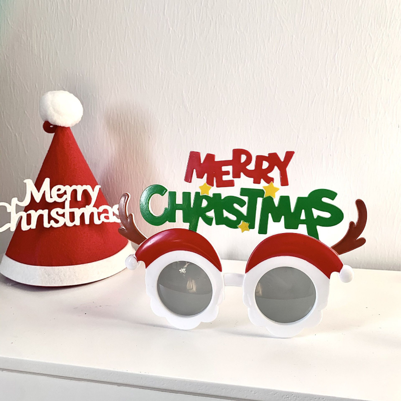 Kalėdinės vakarėlio akinės – nuotraukų rekvizitas, PET medžiaga, 3D gamyba, prekės ženklas Friendship Poetry