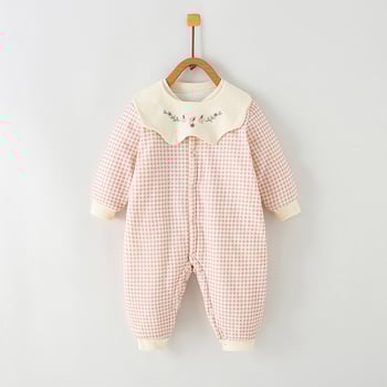 Combinezon din bumbac pentru nou-născuți, mâneci lungi, gros, închidere frontală cu nasturi