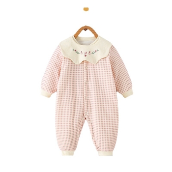 Combinezon din bumbac pentru nou-născuți, mâneci lungi, gros, închidere frontală cu nasturi