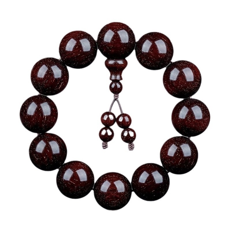 Ръчно изработена гривна от индийско сандалово дърво с мъниста и ленти, китайски стил, за мъже