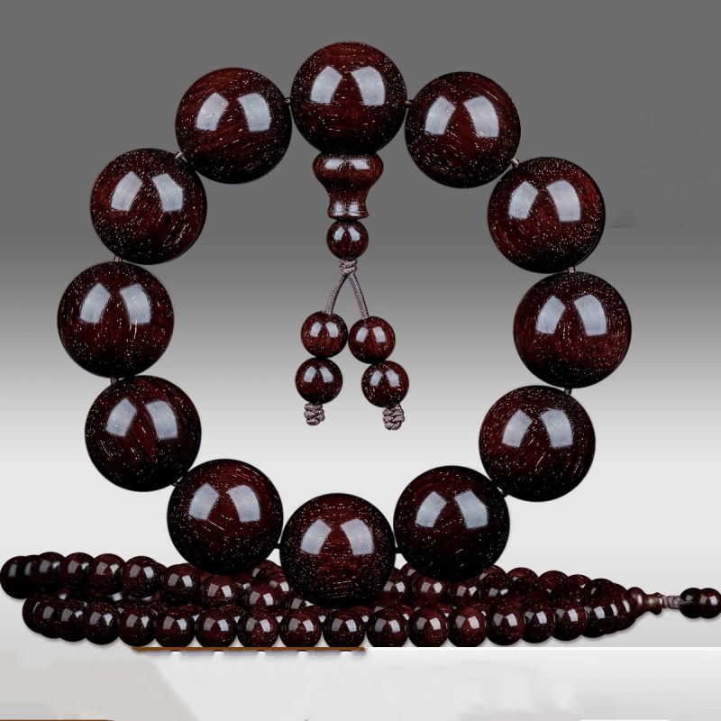 Ръчно изработена гривна от индийско сандалово дърво с мъниста и ленти, китайски стил, за мъже