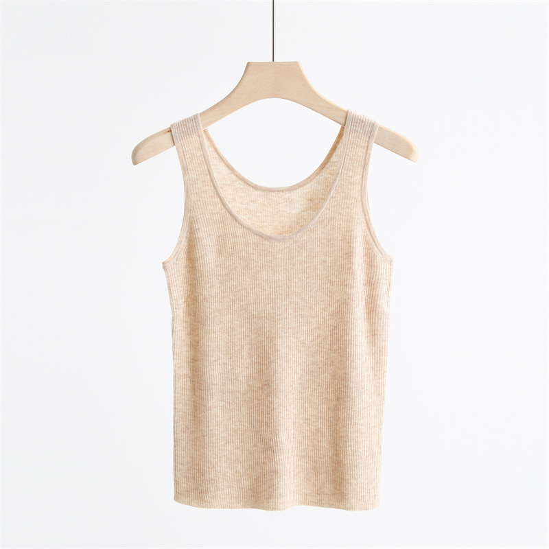 Дамски плетен елек с голям U-образно деколте, тънък силует, вълнена смес, дължина 50–65 см