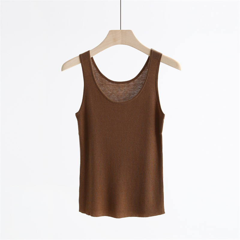 Дамски плетен елек с голям U-образно деколте, тънък силует, вълнена смес, дължина 50–65 см