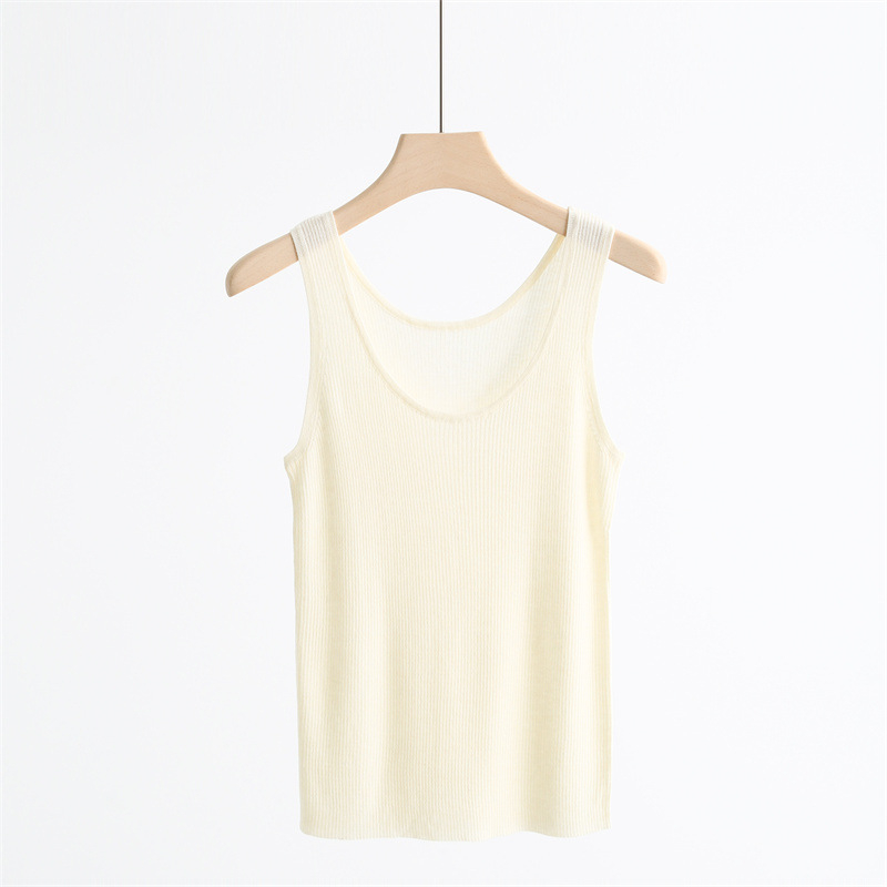 Дамски плетен елек с голям U-образно деколте, тънък силует, вълнена смес, дължина 50–65 см