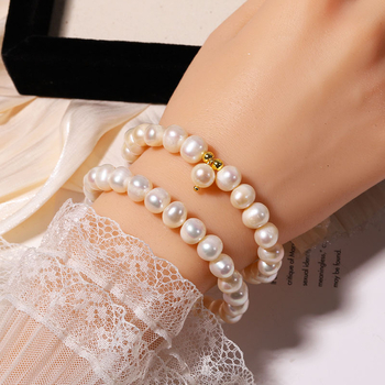 Brățară cu perle, realizată manual, design geometric, stil office fashion, pentru femei