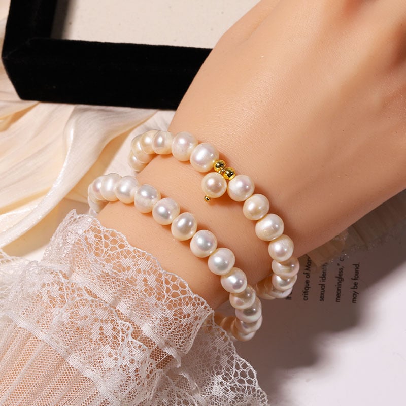 Brățară cu perle, realizată manual, design geometric, stil office fashion, pentru femei