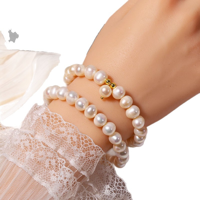 Brățară cu perle, realizată manual, design geometric, stil office fashion, pentru femei