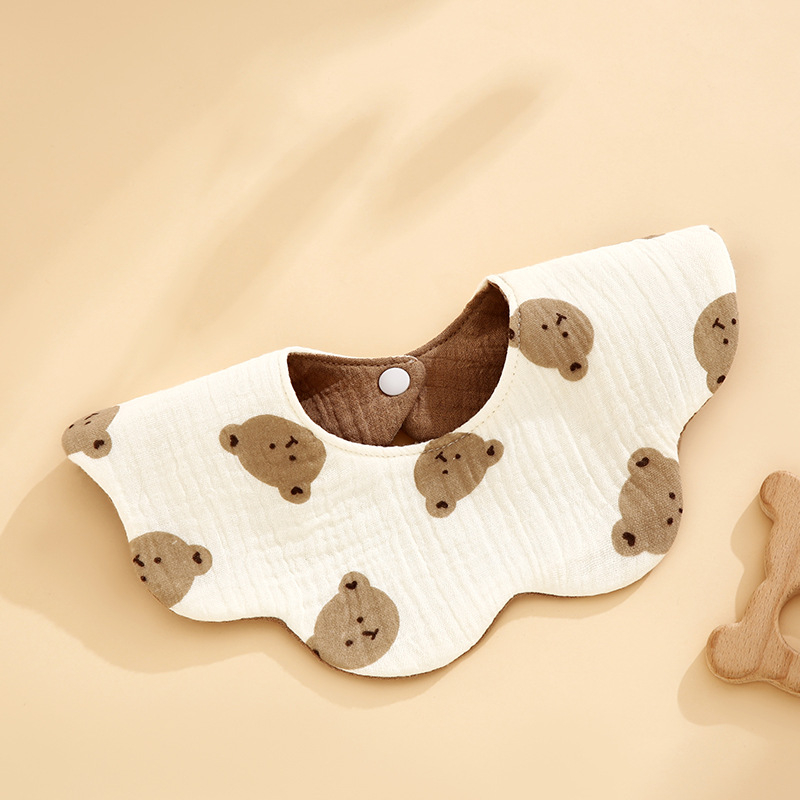 Bibs pentru bebeluși, impermeabil, dublă față, acoperire de 360°, din țesătură gauză și bumbac, absorbant, model floral