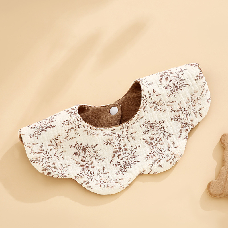 Bibs pentru bebeluși, impermeabil, dublă față, acoperire de 360°, din țesătură gauză și bumbac, absorbant, model floral