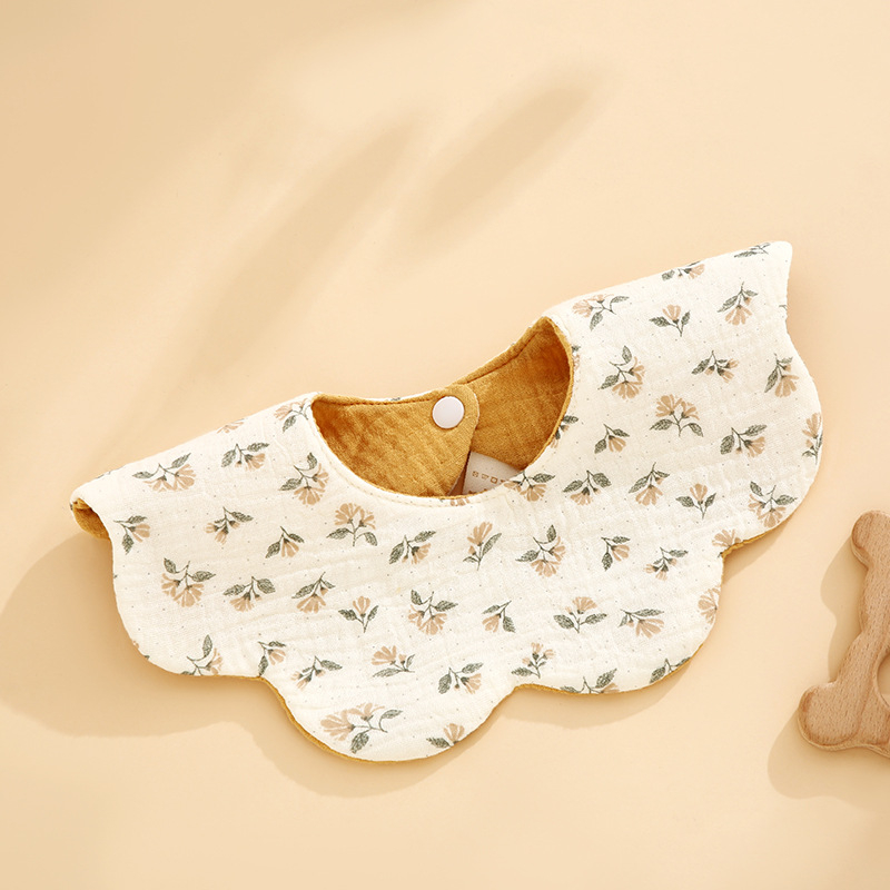 Bibs pentru bebeluși, impermeabil, dublă față, acoperire de 360°, din țesătură gauză și bumbac, absorbant, model floral