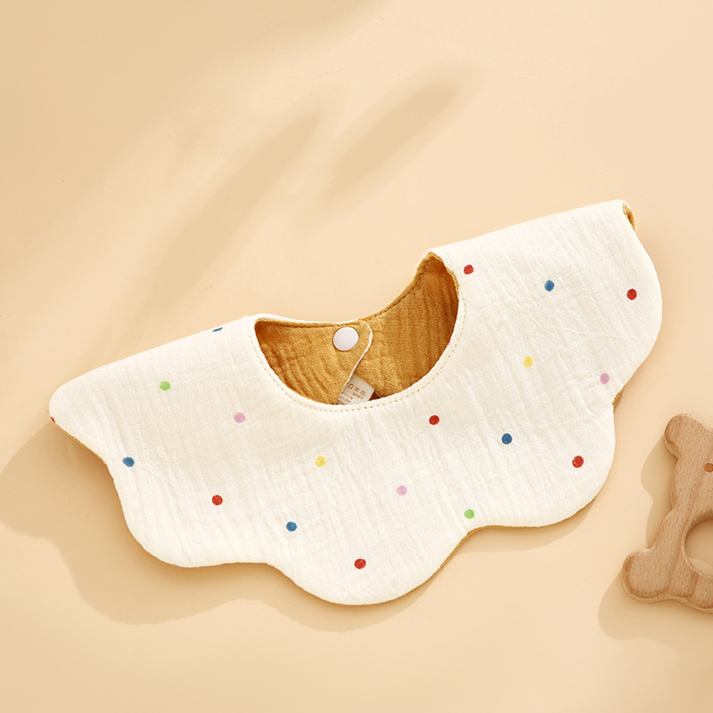 Bibs pentru bebeluși, impermeabil, dublă față, acoperire de 360°, din țesătură gauză și bumbac, absorbant, model floral