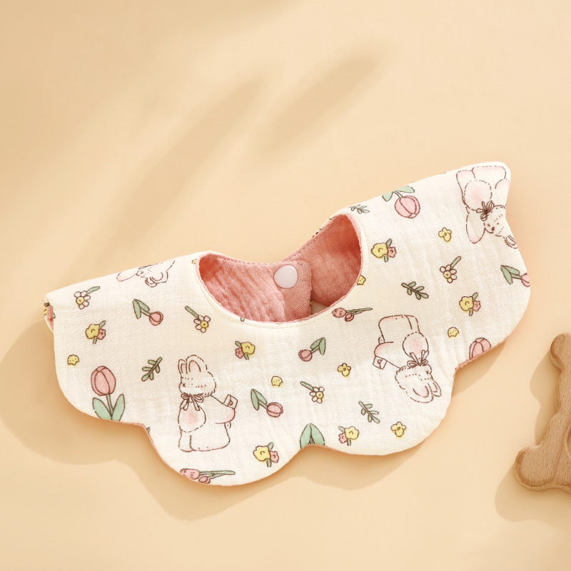 Bibs pentru bebeluși, impermeabil, dublă față, acoperire de 360°, din țesătură gauză și bumbac, absorbant, model floral