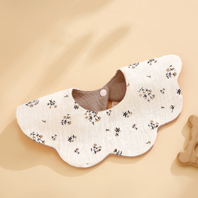 Bibs pentru bebeluși, impermeabil, dublă față, acoperire de 360°, din țesătură gauză și bumbac, absorbant, model floral