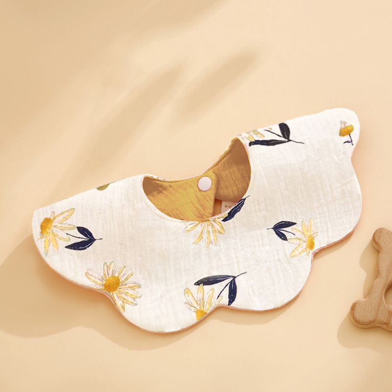 Bibs pentru bebeluși, impermeabil, dublă față, acoperire de 360°, din țesătură gauză și bumbac, absorbant, model floral