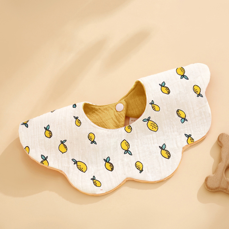 Bibs pentru bebeluși, impermeabil, dublă față, acoperire de 360°, din țesătură gauză și bumbac, absorbant, model floral