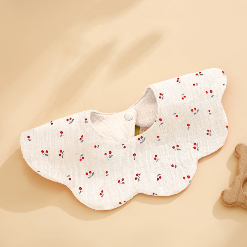 Bibs pentru bebeluși, impermeabil, dublă față, acoperire de 360°, din țesătură gauză și bumbac, absorbant, model floral