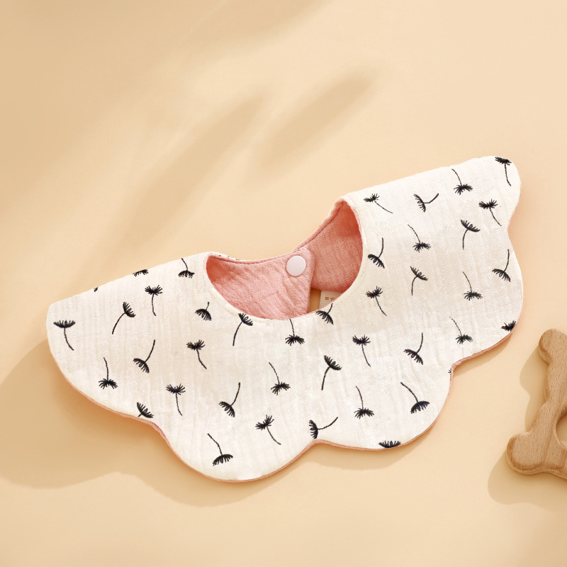 Bibs pentru bebeluși, impermeabil, dublă față, acoperire de 360°, din țesătură gauză și bumbac, absorbant, model floral