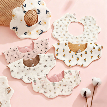 Baby Bib, Grade A Cotton Gauze, Soft Cartoon Pattern, Waterproof, for Infants and Toddlers (0-3 years)