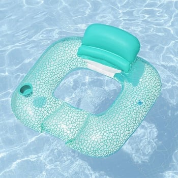 Pūšamais dubultais ūdens krēsls ar varavīksnes rakstu un gaisa spilvenu, no videi draudzīga PVC