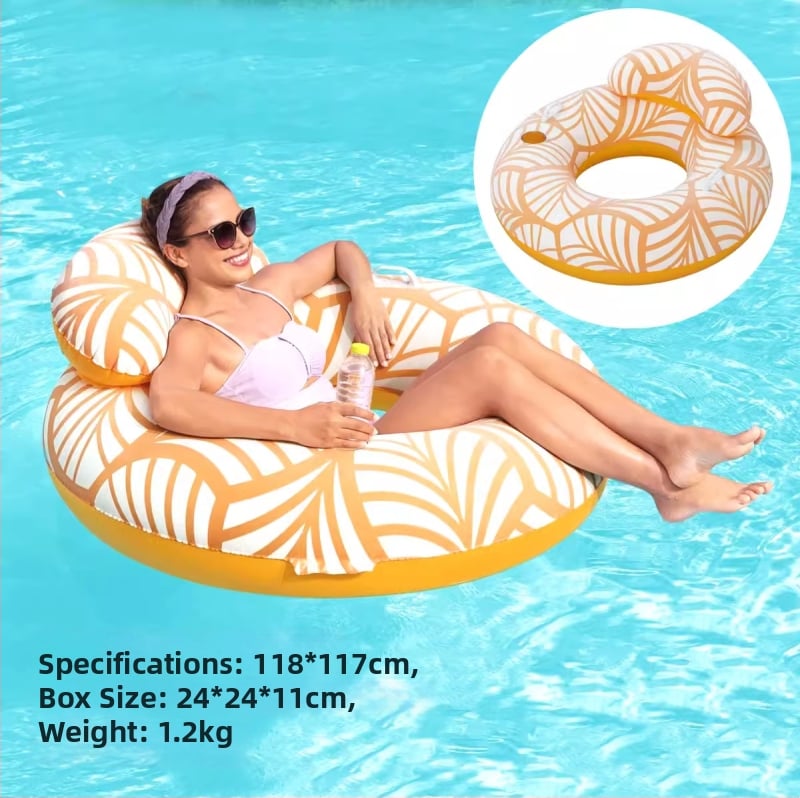 Pūšamais dubultais ūdens krēsls ar varavīksnes rakstu un gaisa spilvenu, no videi draudzīga PVC