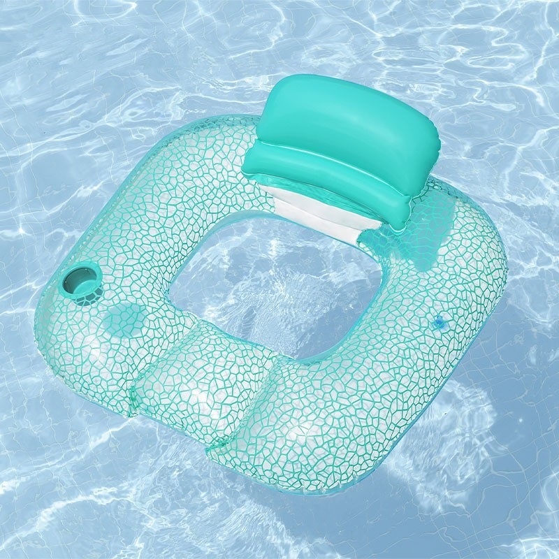 Pūšamais dubultais ūdens krēsls ar varavīksnes rakstu un gaisa spilvenu, no videi draudzīga PVC