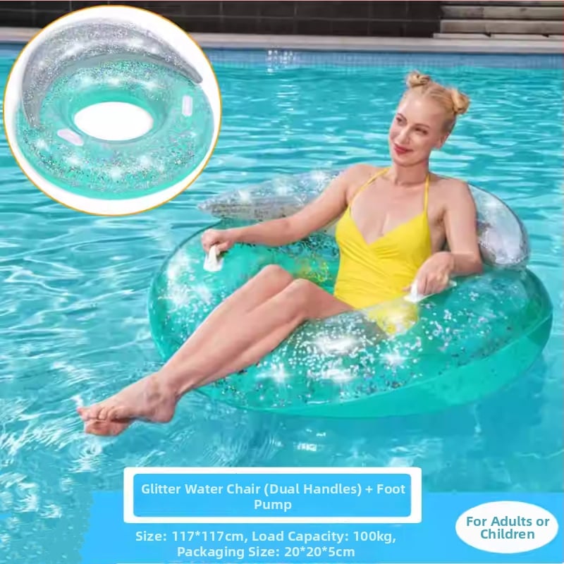 Pūšamais dubultais ūdens krēsls ar varavīksnes rakstu un gaisa spilvenu, no videi draudzīga PVC