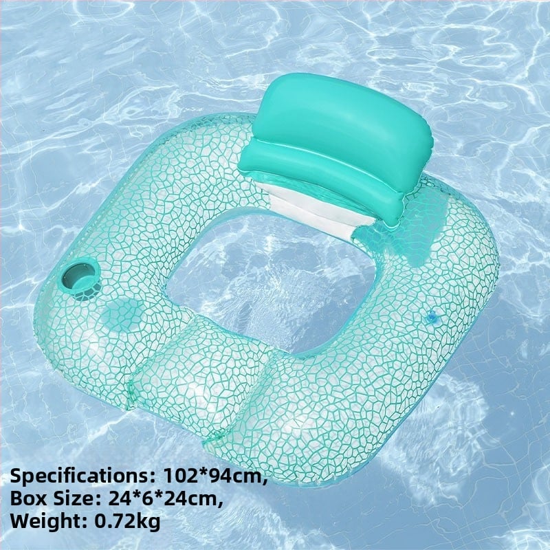 Pūšamais dubultais ūdens krēsls ar varavīksnes rakstu un gaisa spilvenu, no videi draudzīga PVC