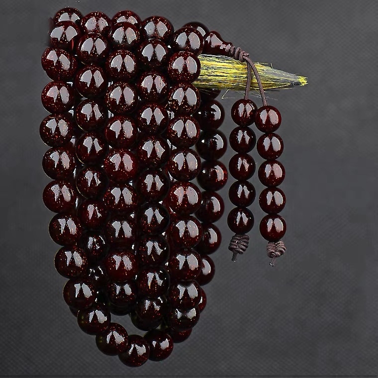 Uniszex 108 gyöngyös karkötő kislevelű zitanfából, rózsarijás karkötő, 2023 tavasz megjelenés